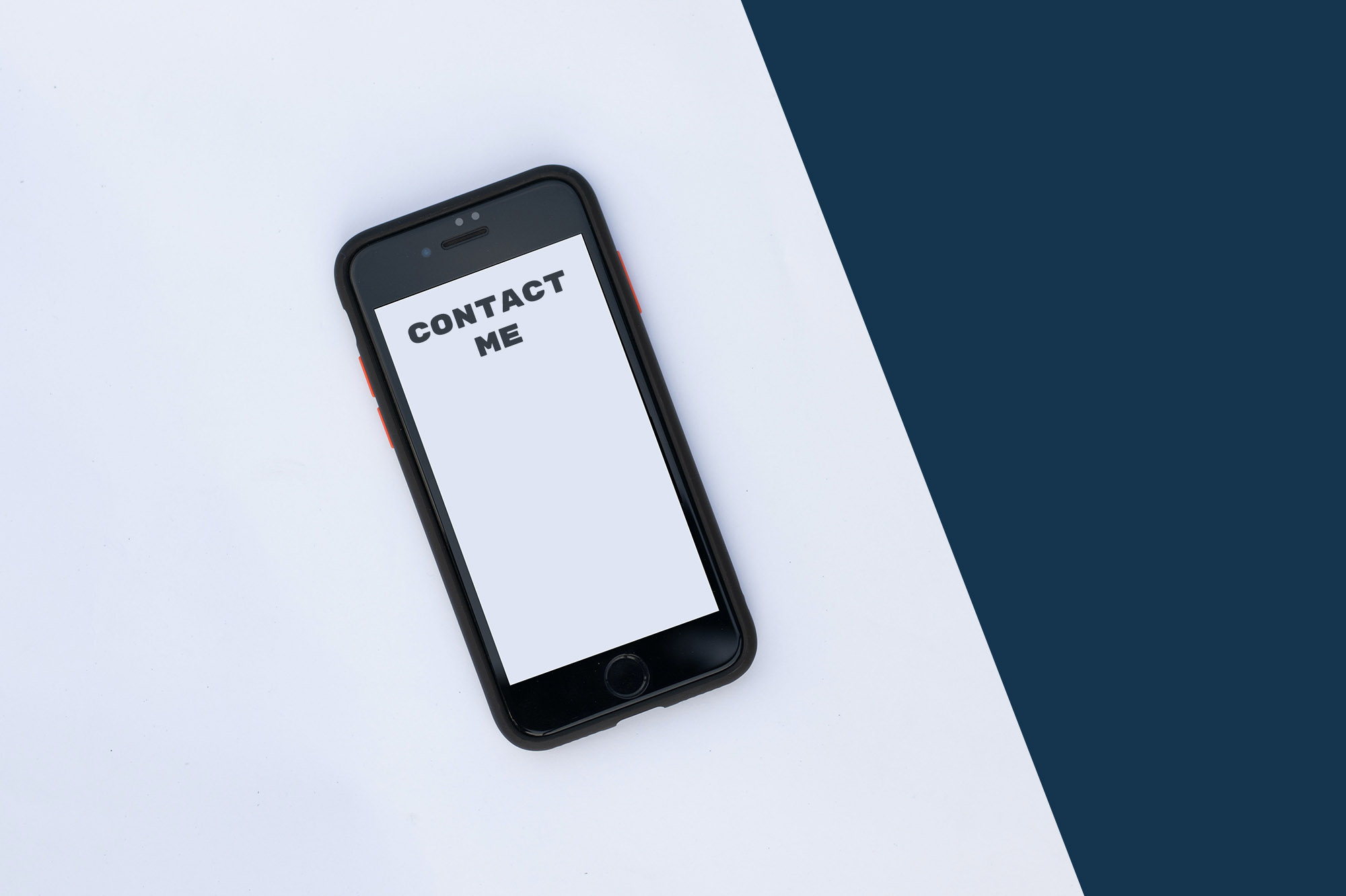 a cell phone with contact me written on the screen